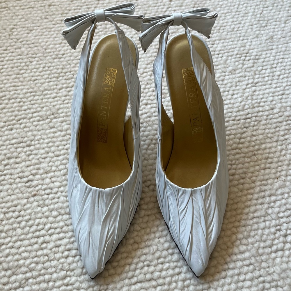 White Slingback Pumps - size 8.